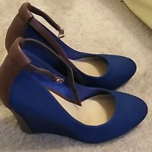 Denim and Blue Wedge Heels